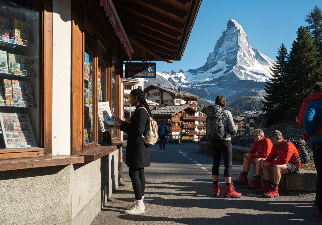 Spontaneous smartphone photo of daily life in Zermatt, Switzerland, authentic and unposed
