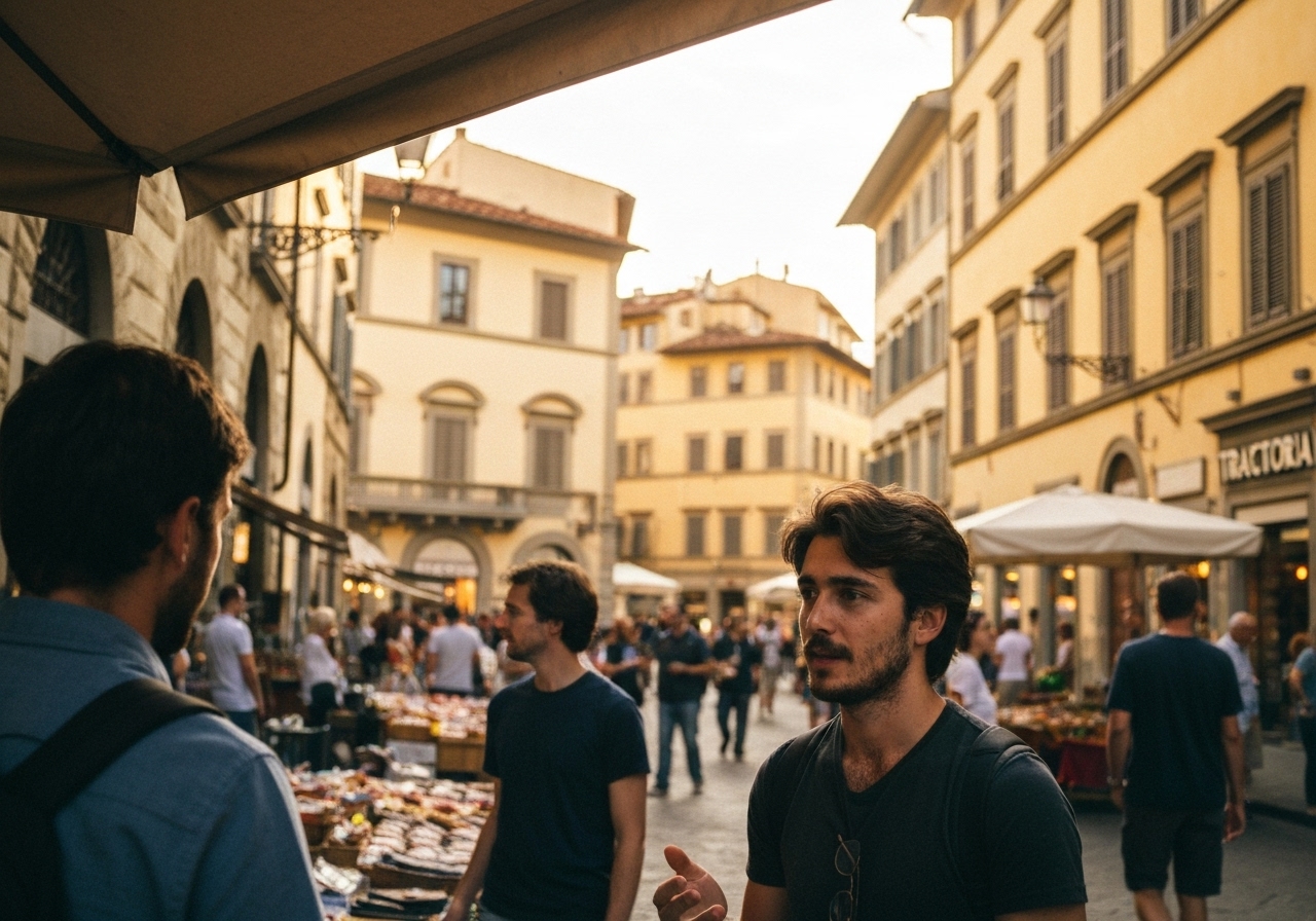 Spontaneous smartphone photo of daily life in Florence, Italy, authentic and unposed