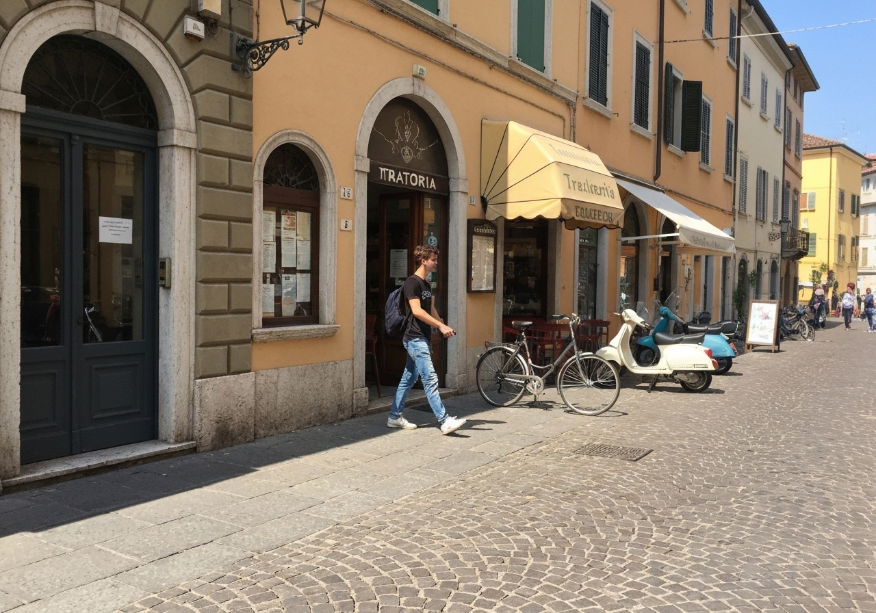 Spontaneous smartphone photo of daily life in Modena, Italy, authentic and unposed