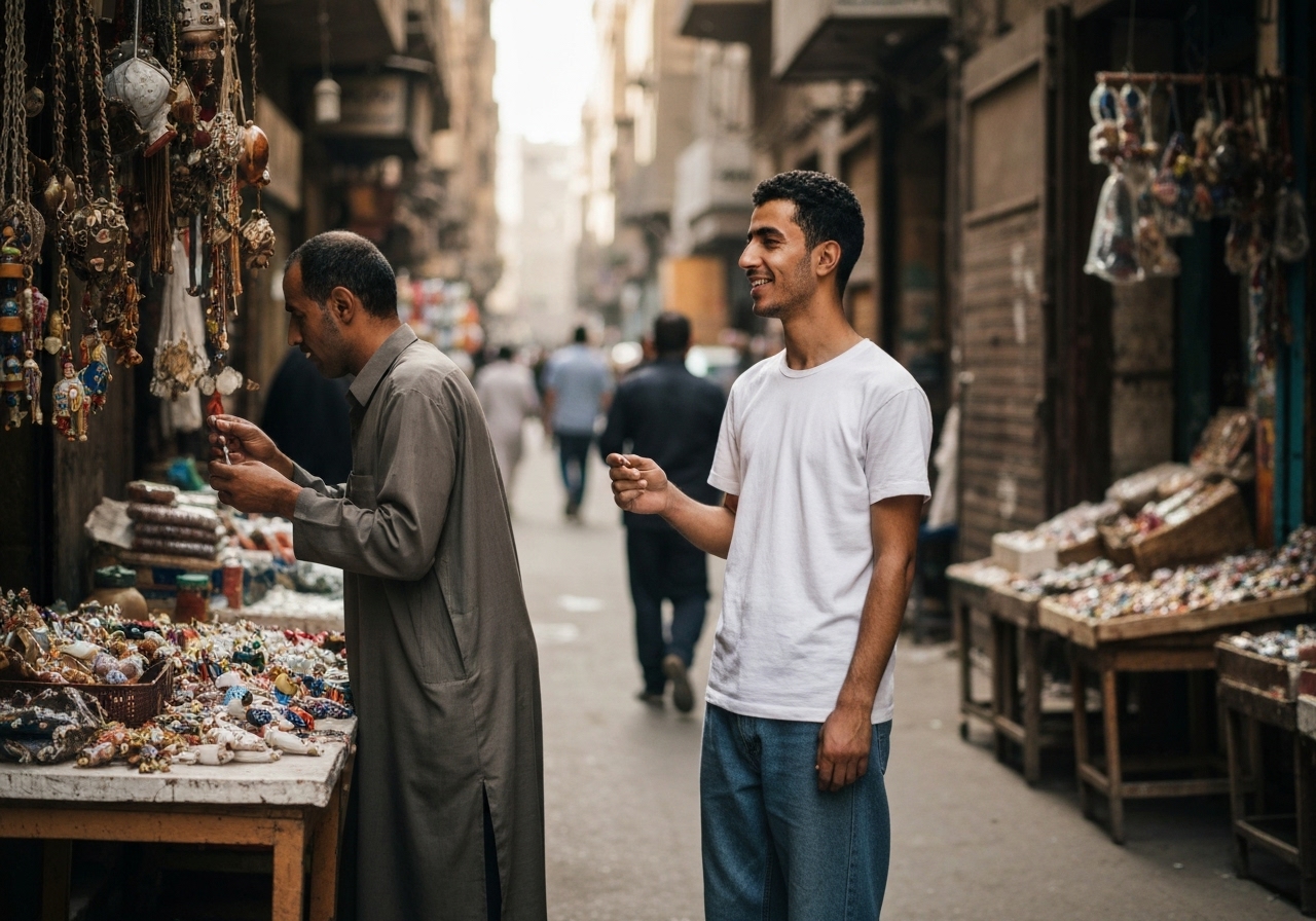 Casual street photography moment in Cairo, Egypt, capturing genuine local atmosphere