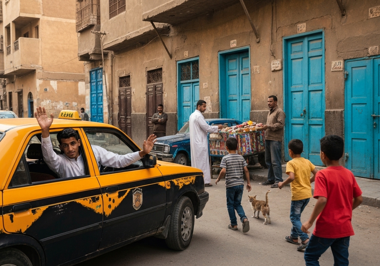 Spontaneous smartphone photo of daily life in Cairo, Egypt, authentic and unposed