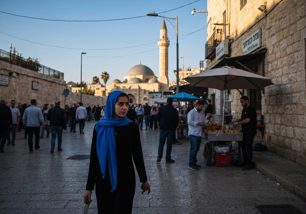 Spontaneous smartphone photo of daily life in Jerusalem, Israel, authentic and unposed