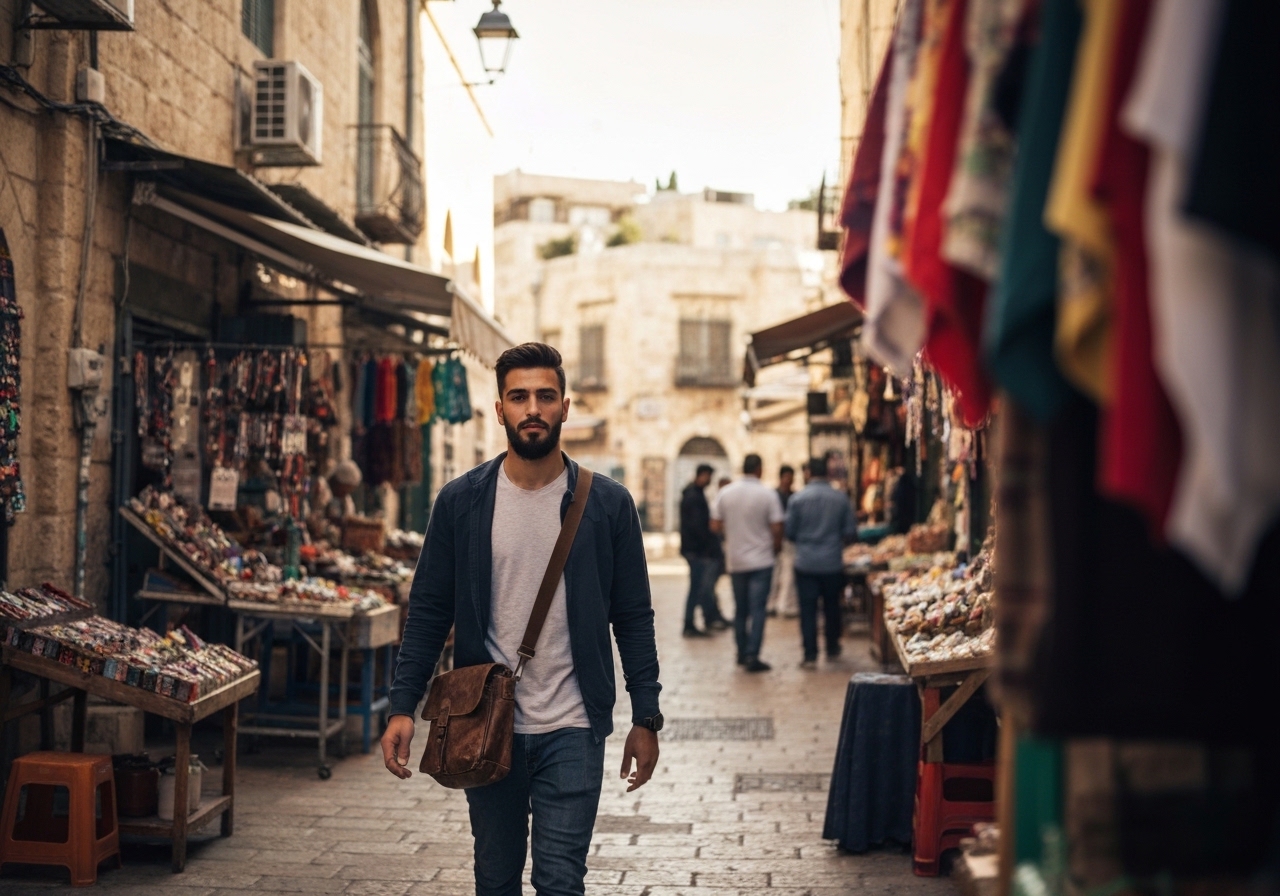 Spontaneous smartphone photo of daily life in Jerusalem, Israel, authentic and unposed