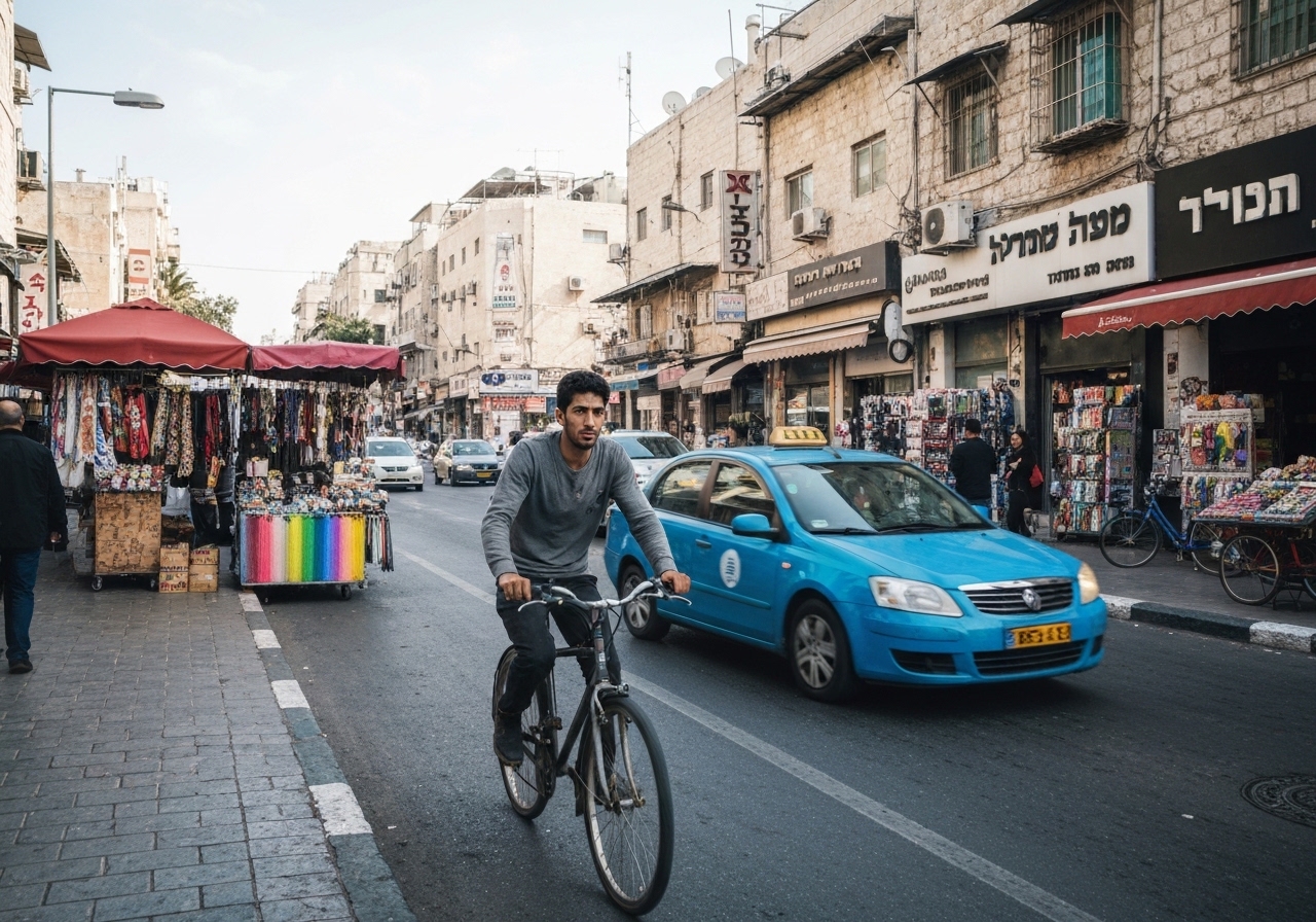 Spontaneous smartphone photo of daily life in Jerusalem, Israel, authentic and unposed