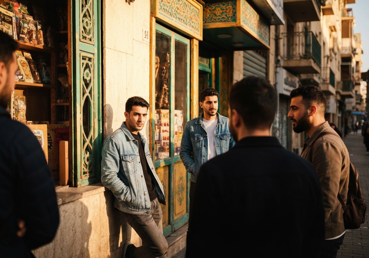 Casual street photography moment in Beirut, Lebanon, capturing genuine local atmosphere