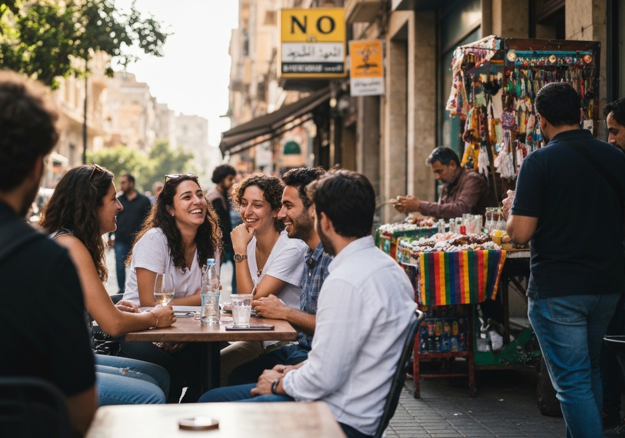 Spontaneous smartphone photo of daily life in Beirut, Lebanon, authentic and unposed