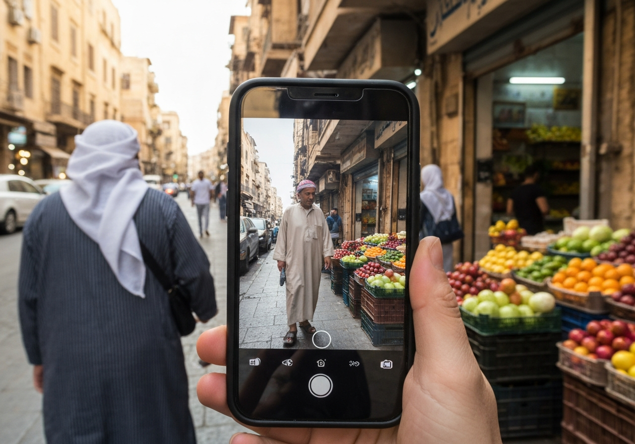 Natural travel moment in Beirut, Lebanon, taken with smartphone, imperfect framing