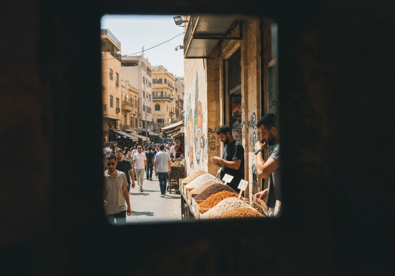 Natural travel moment in Beirut, Lebanon, taken with smartphone, imperfect framing