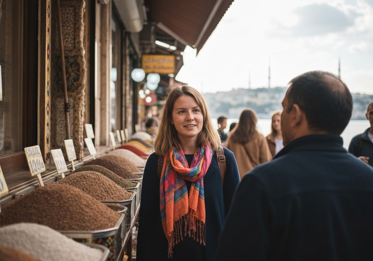 Natural travel moment in Istanbul, Turkey, taken with smartphone, imperfect framing