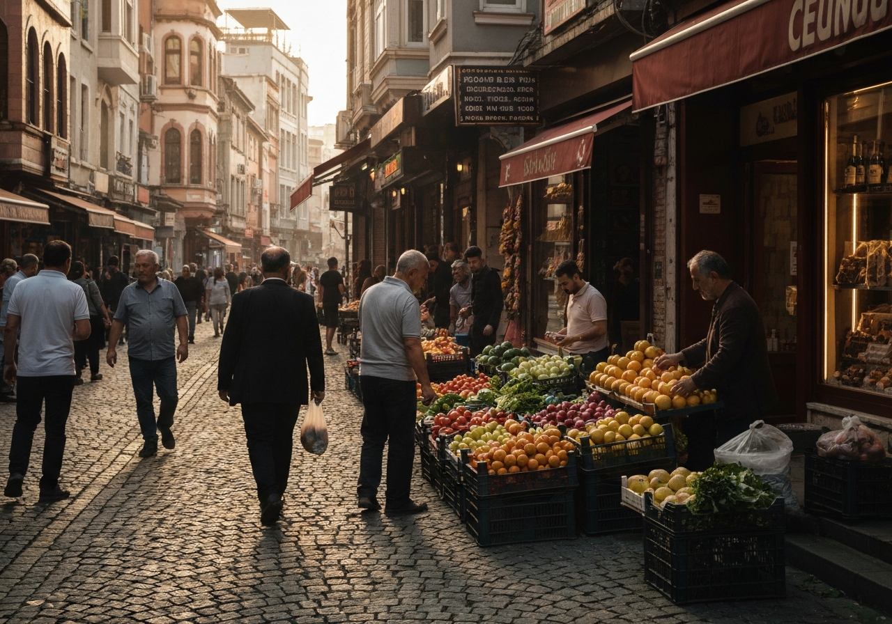 Casual street photography moment in Istanbul, Turkey, capturing genuine local atmosphere