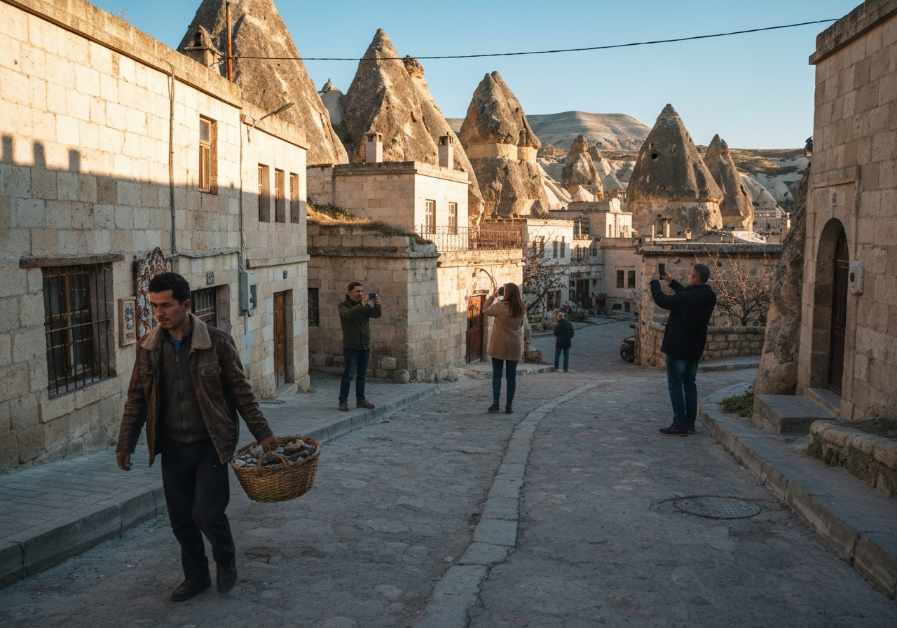 Spontaneous smartphone photo of daily life in Cappadocia, Turkey, authentic and unposed