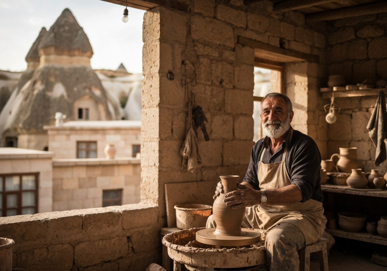 Casual street photography moment in Cappadocia, Turkey, capturing genuine local atmosphere