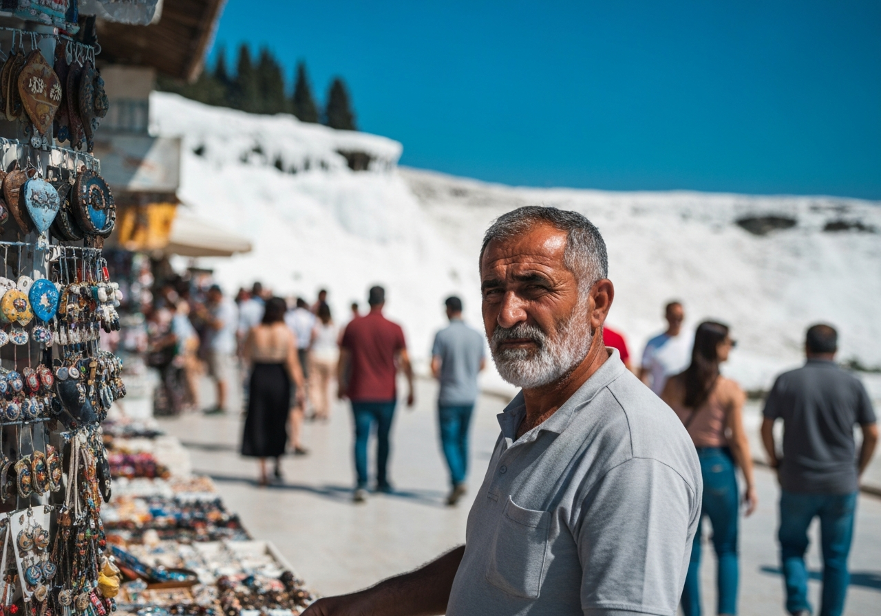 Spontaneous smartphone photo of daily life in Pamukkale, Turkey, authentic and unposed