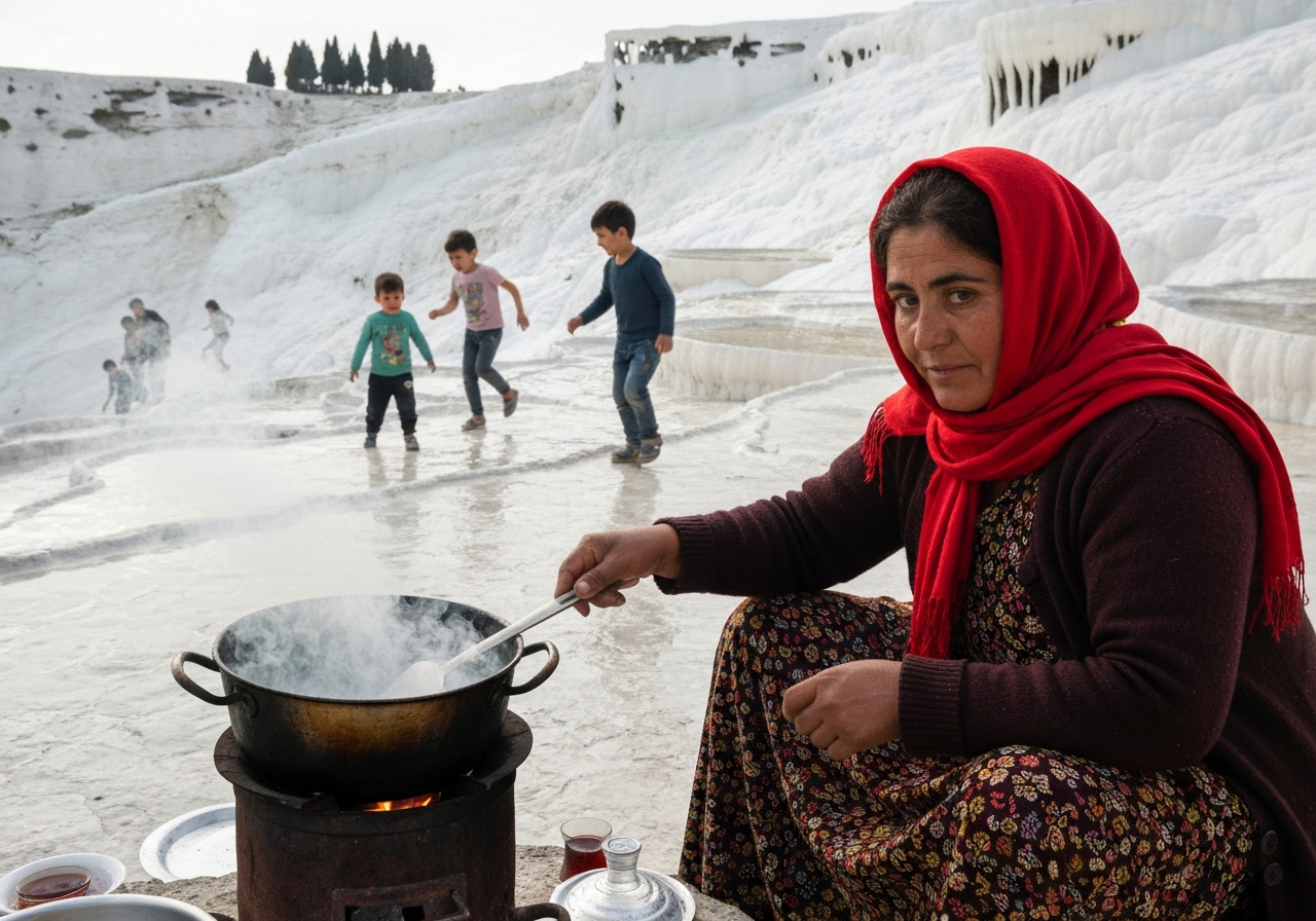 Spontaneous smartphone photo of daily life in Pamukkale, Turkey, authentic and unposed