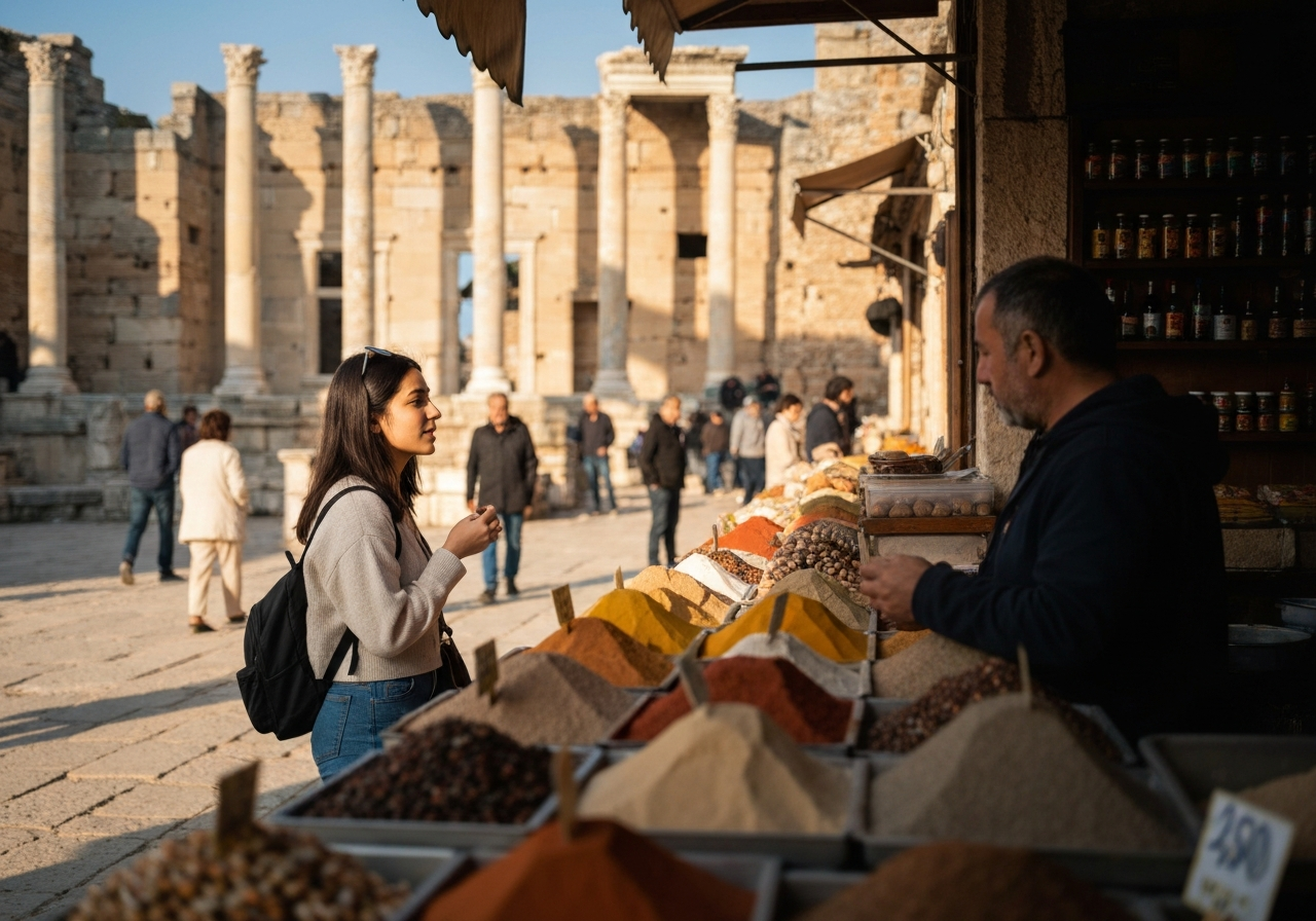 Spontaneous smartphone photo of daily life in Ephesus, Turkey, authentic and unposed