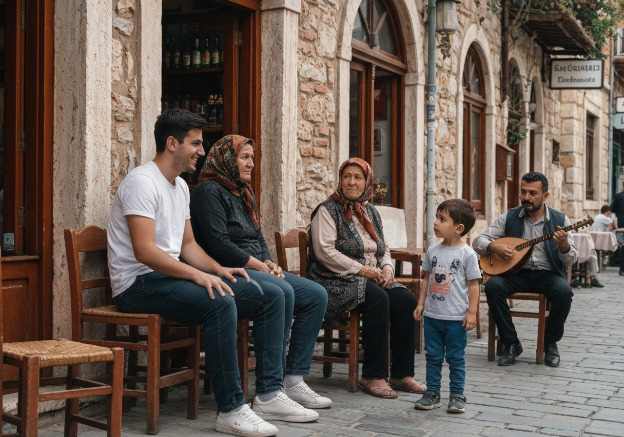 Casual street photography moment in Ephesus, Turkey, capturing genuine local atmosphere