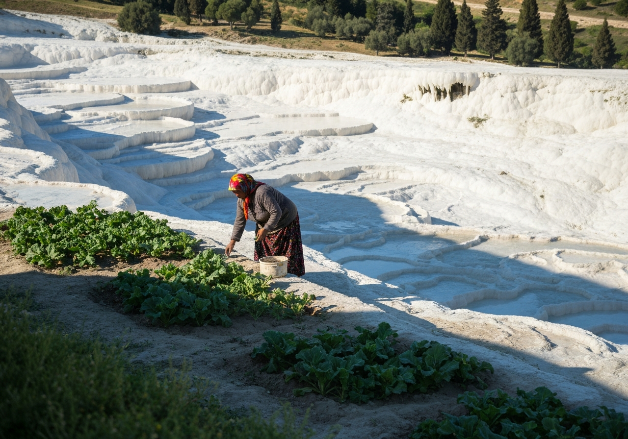 Spontaneous smartphone photo of daily life in Pamukkale, Turkey, authentic and unposed