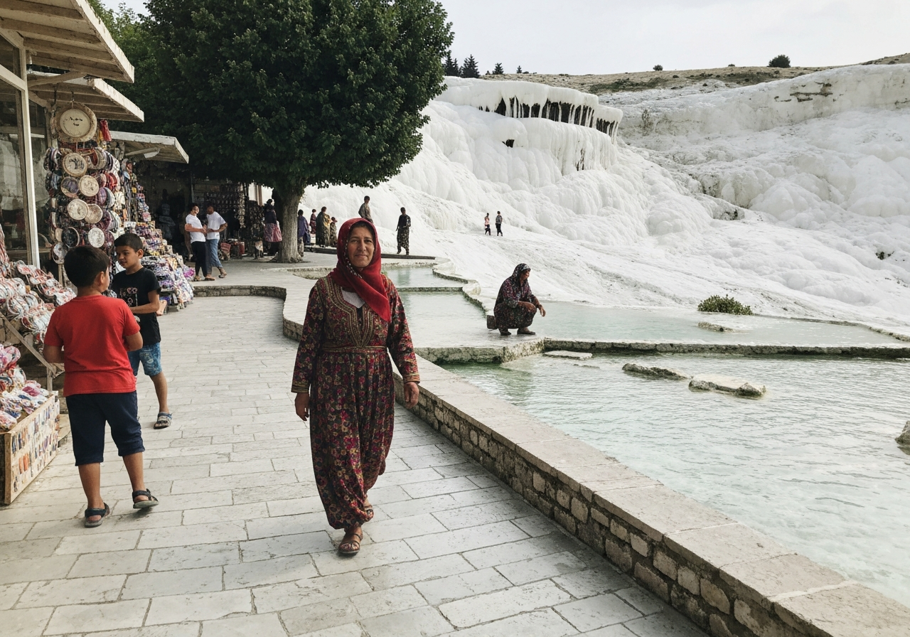 Spontaneous smartphone photo of daily life in Pamukkale, Turkey, authentic and unposed