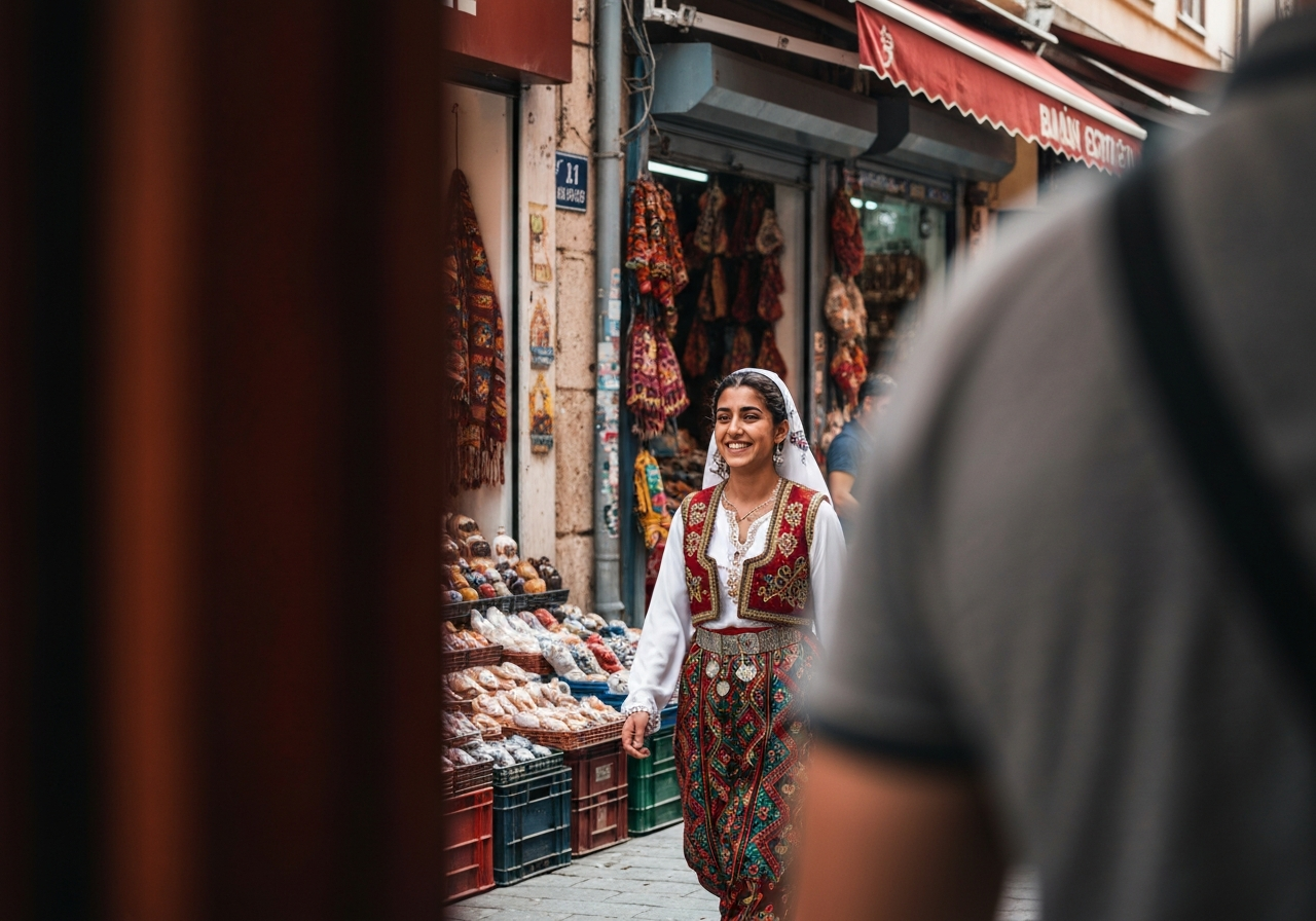 Natural travel moment in Izmir, Turkey, taken with smartphone, imperfect framing